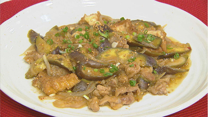 なすと豚肉の麦みそ煮