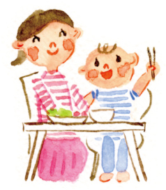 母親と子どもの食卓