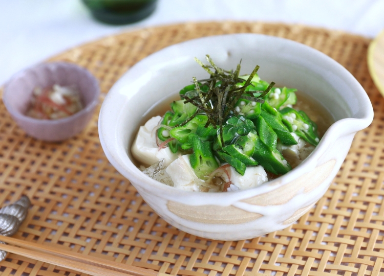 オクラの冷やし茶漬け